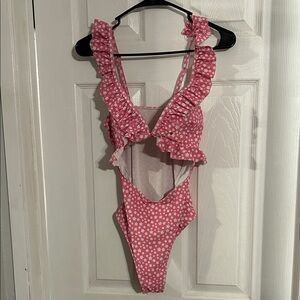 Pink Floral Ruffle One Piece